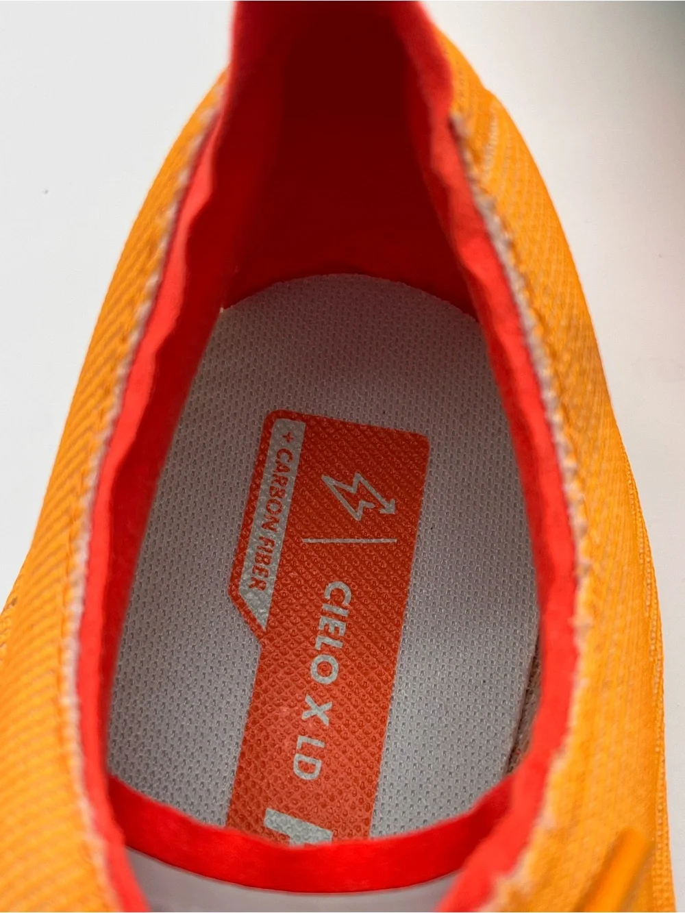 Hoka Cielo X LD Orange Track Running Spikes Pale Blue Sole Men’s 12/Women’s 13.5